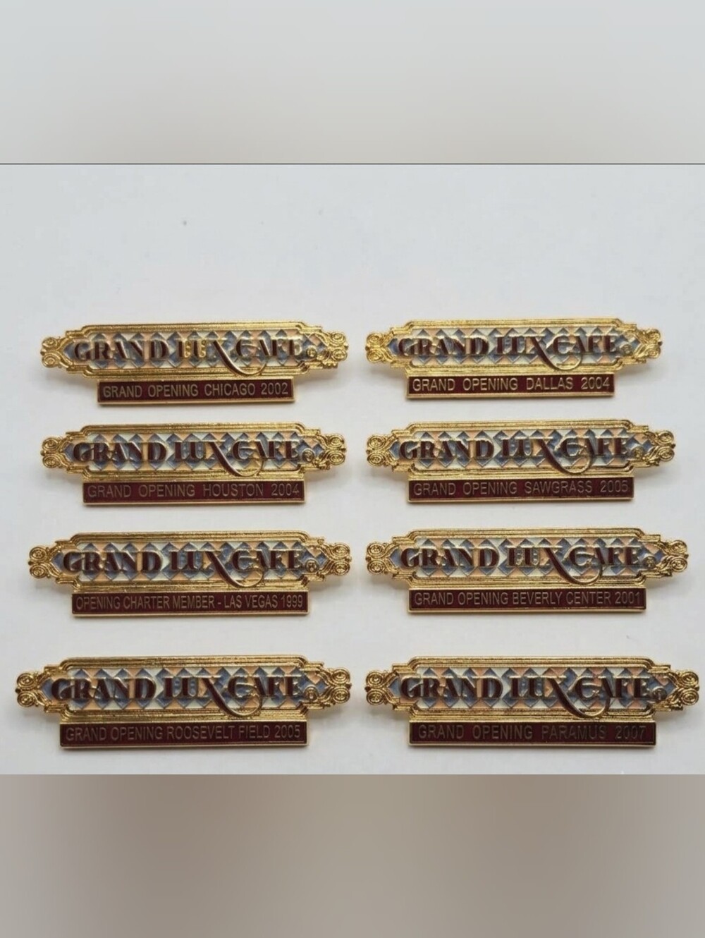 Vintage LUX CAFE GRAND OPENING 1999-2007 LAPEL Pin Brooch Lot Of 8 Rare